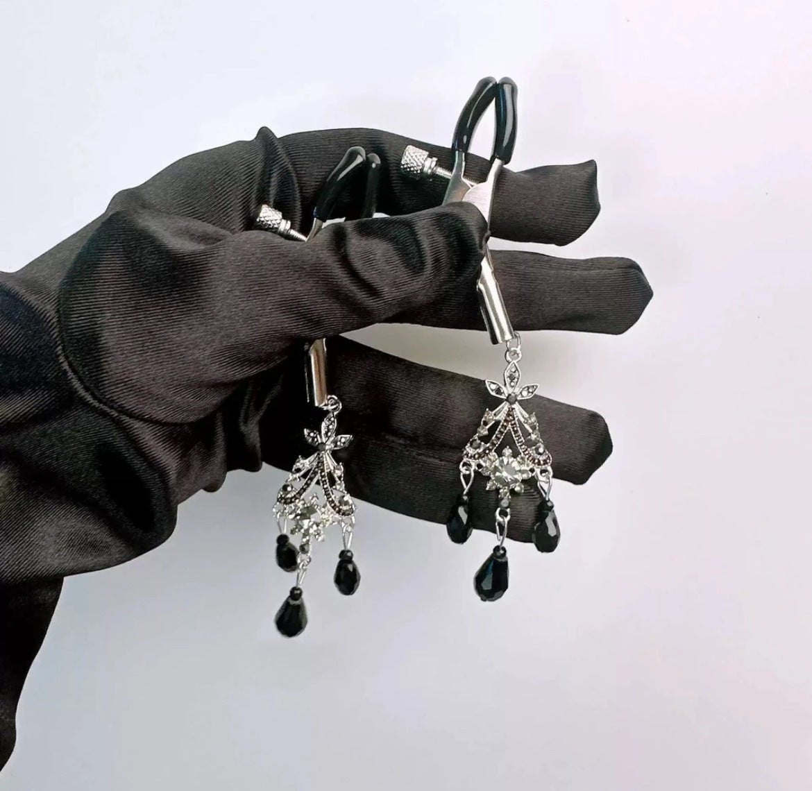 Rhinestone Choker Nipple Clamp Set - Adjustable Nipple Clamps