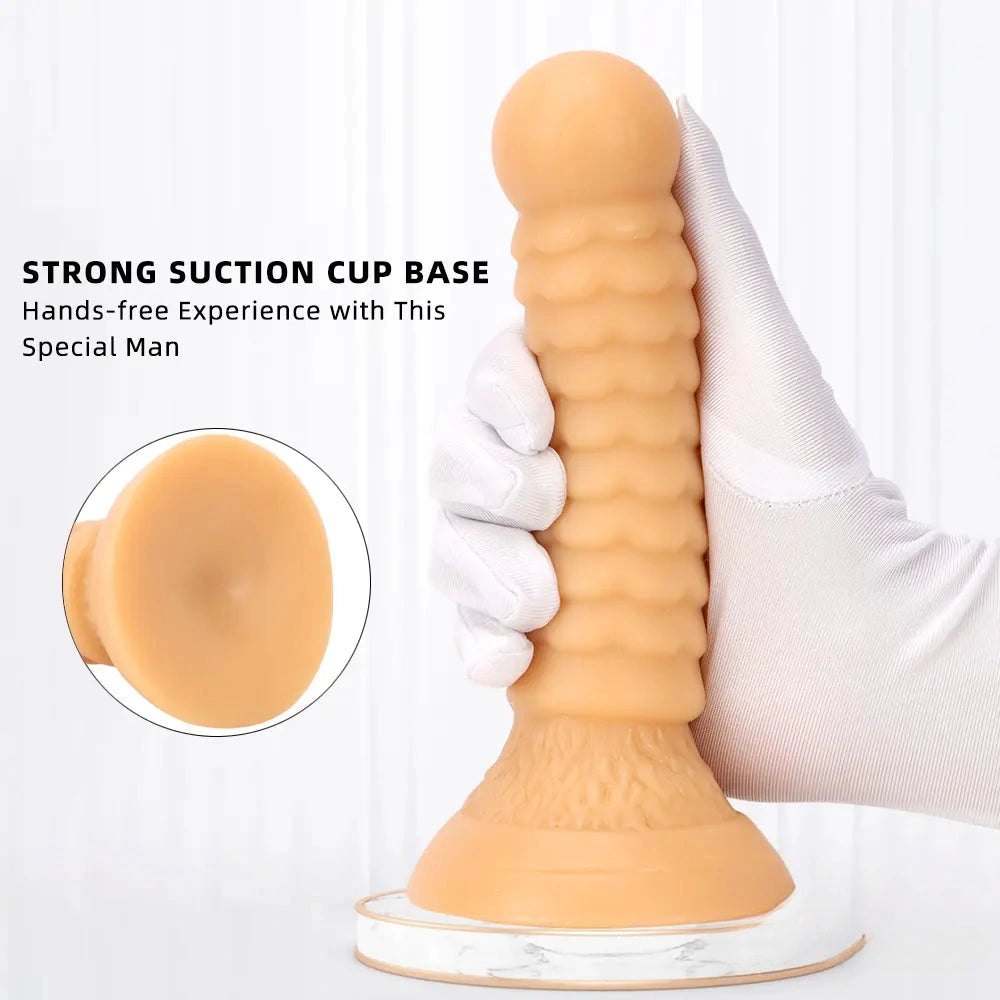 Ribbed Ball-Tip Fantasy Dildo 7.08in - Fantasy Dildo