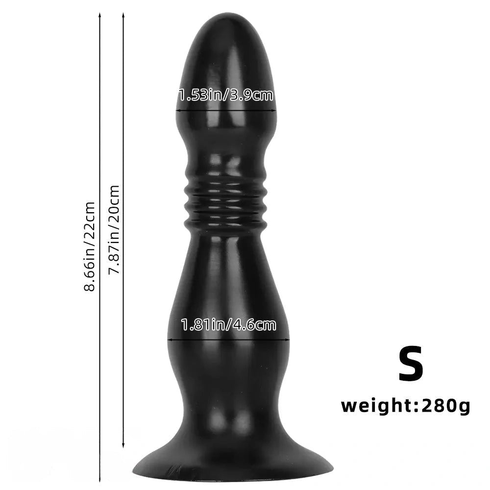 Ribbed Big Head PVC Anal Plug Dildo - Anal Dilator Dildo