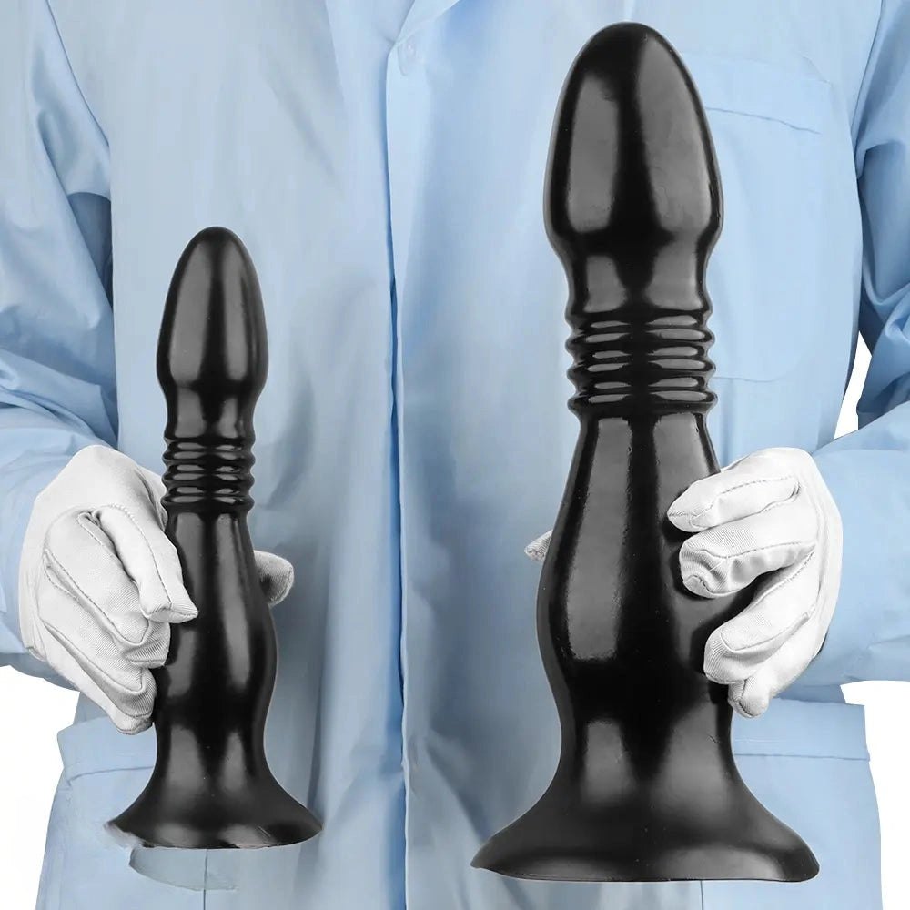 Ribbed Big Head PVC Anal Plug Dildo - Anal Dilator Dildo