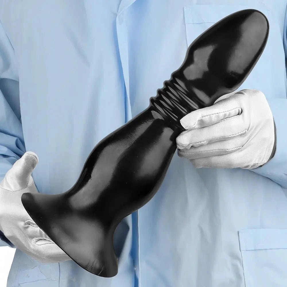 Ribbed Big Head PVC Anal Plug Dildo - Anal Dilator Dildo