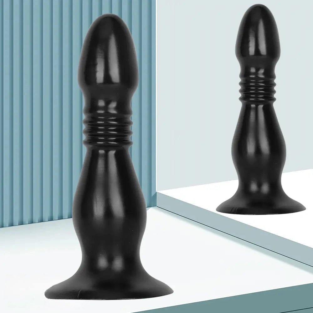 Ribbed Big Head PVC Anal Plug Dildo - Anal Dilator Dildo