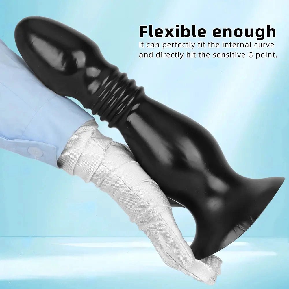 Ribbed Big Head PVC Anal Plug Dildo - Anal Dilator Dildo