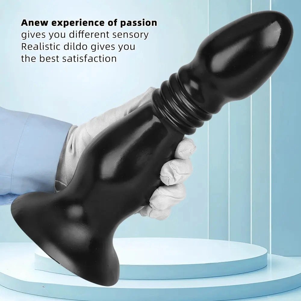 Ribbed Big Head PVC Anal Plug Dildo - Anal Dilator Dildo