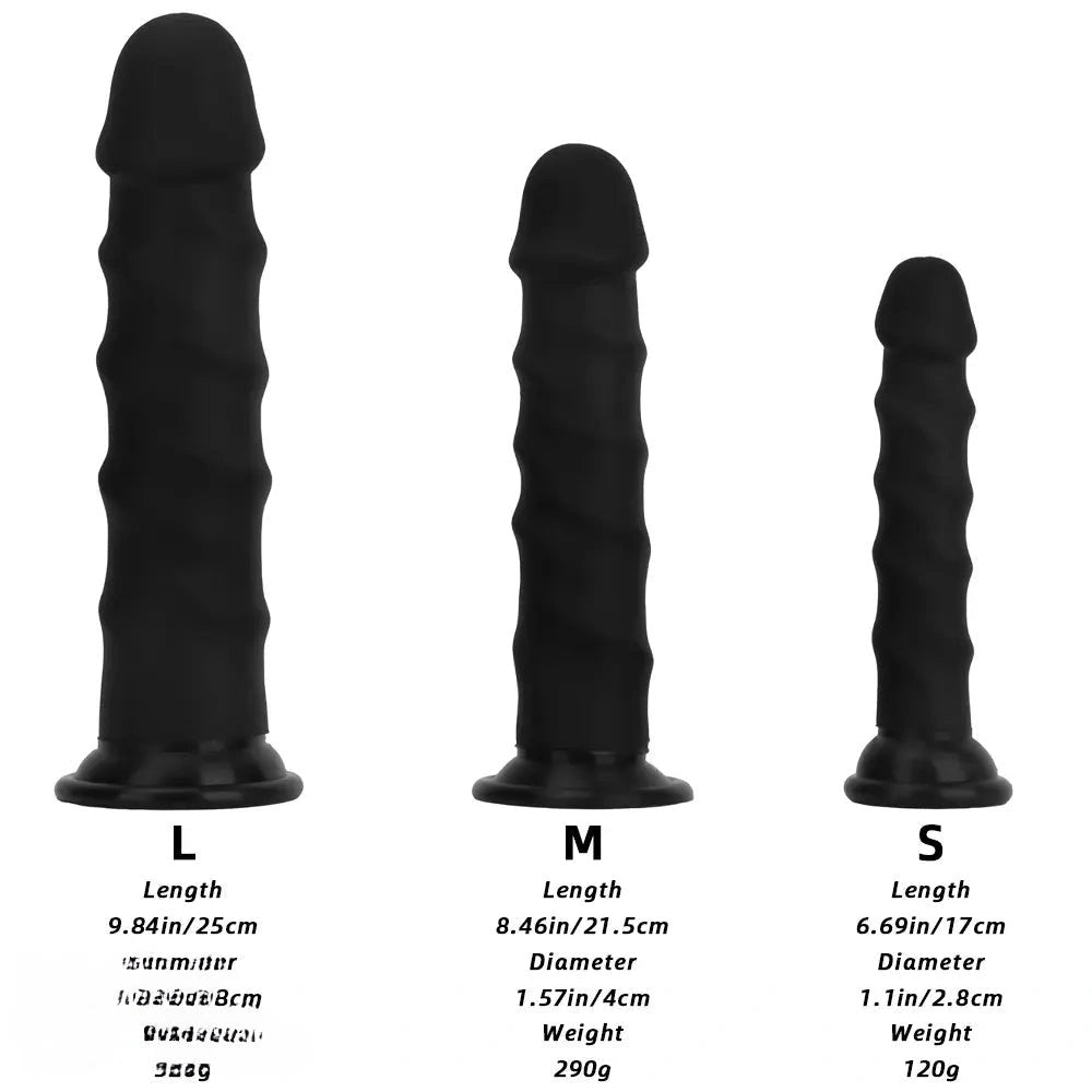 Ribbed Black G-Spot Dildo - Curved G-Spot Silicone Dildo