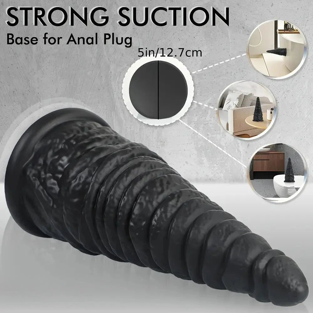 Ribbed Cone Anal Plug 11 In - Silicone Anal Plug