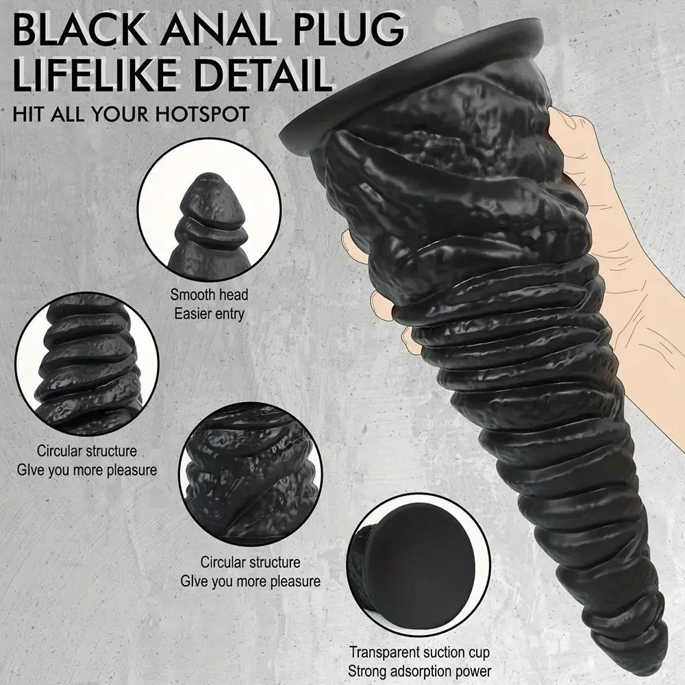 Ribbed Cone Anal Plug 11 In - Silicone Anal Plug