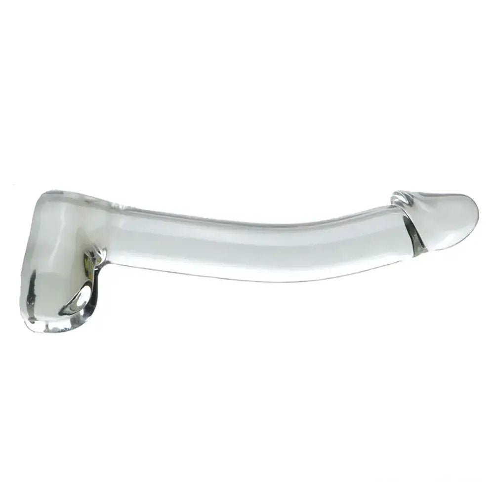 Ribbed Crystal Glass Dildo - Curved G-Spot Glass Dildo