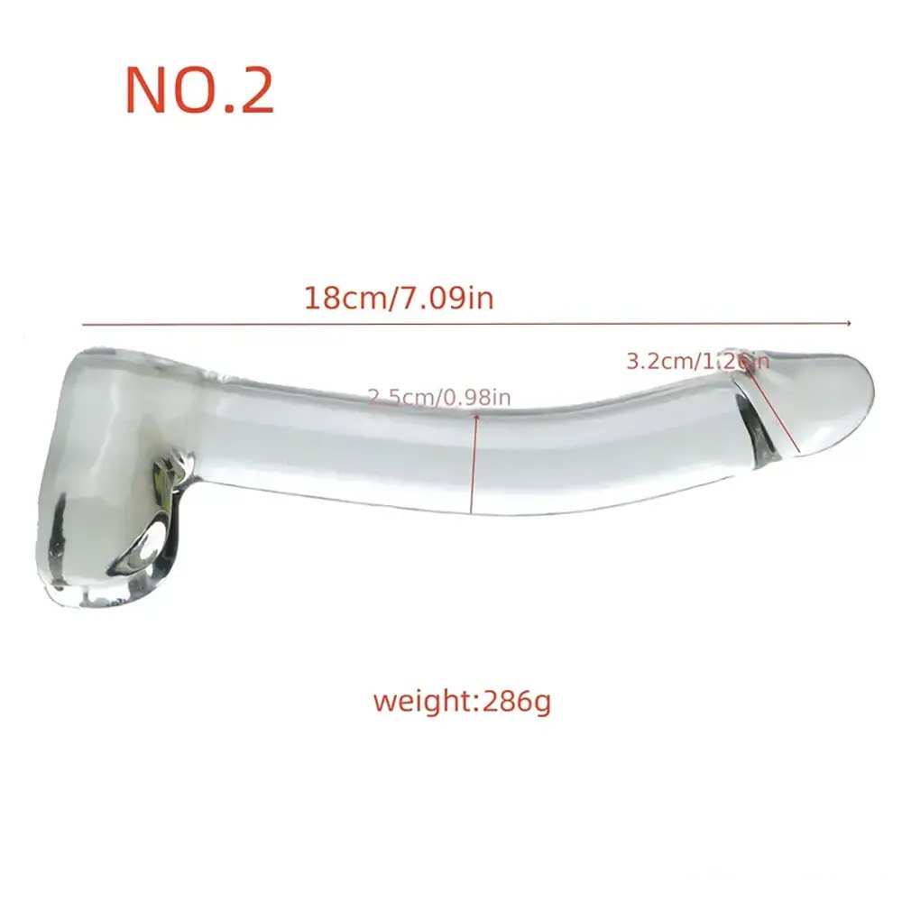 Ribbed Crystal Glass Dildo - Curved G-Spot Glass Dildo