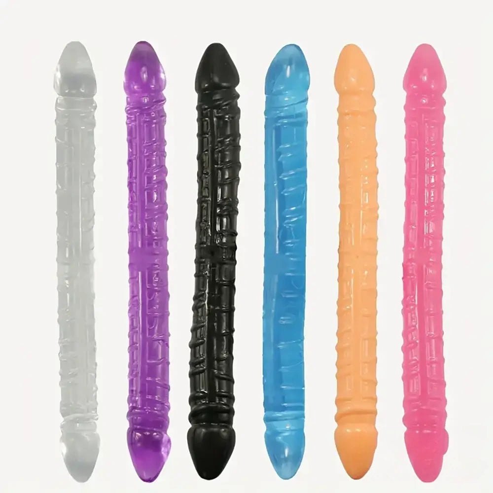 Ribbed Double-Ended Dildo 13in - TPE Double-Sided Dildo
