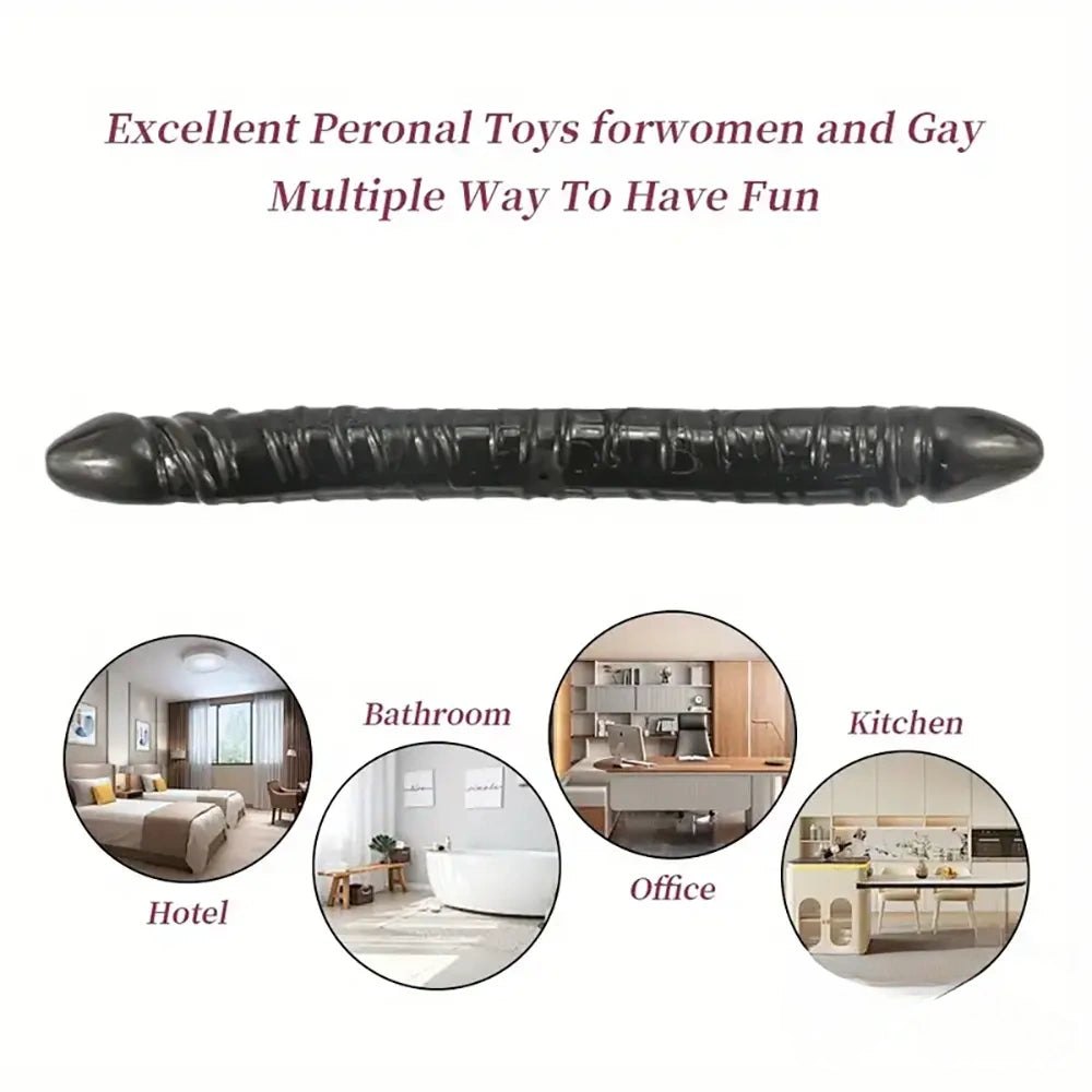 Ribbed Double-Ended Dildo 13in - TPE Double-Sided Dildo
