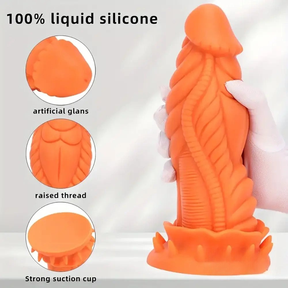 9.84in Ribbed Dragon Fantasy Dildo - Fantasy Dildo