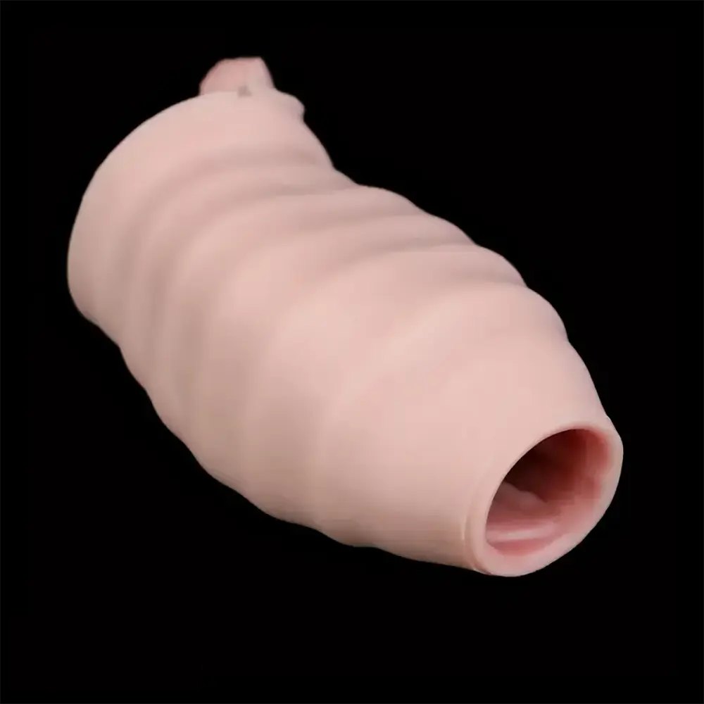 Ribbed Flesh Silicone Mini Dildo - Small Slim Realistic Toy