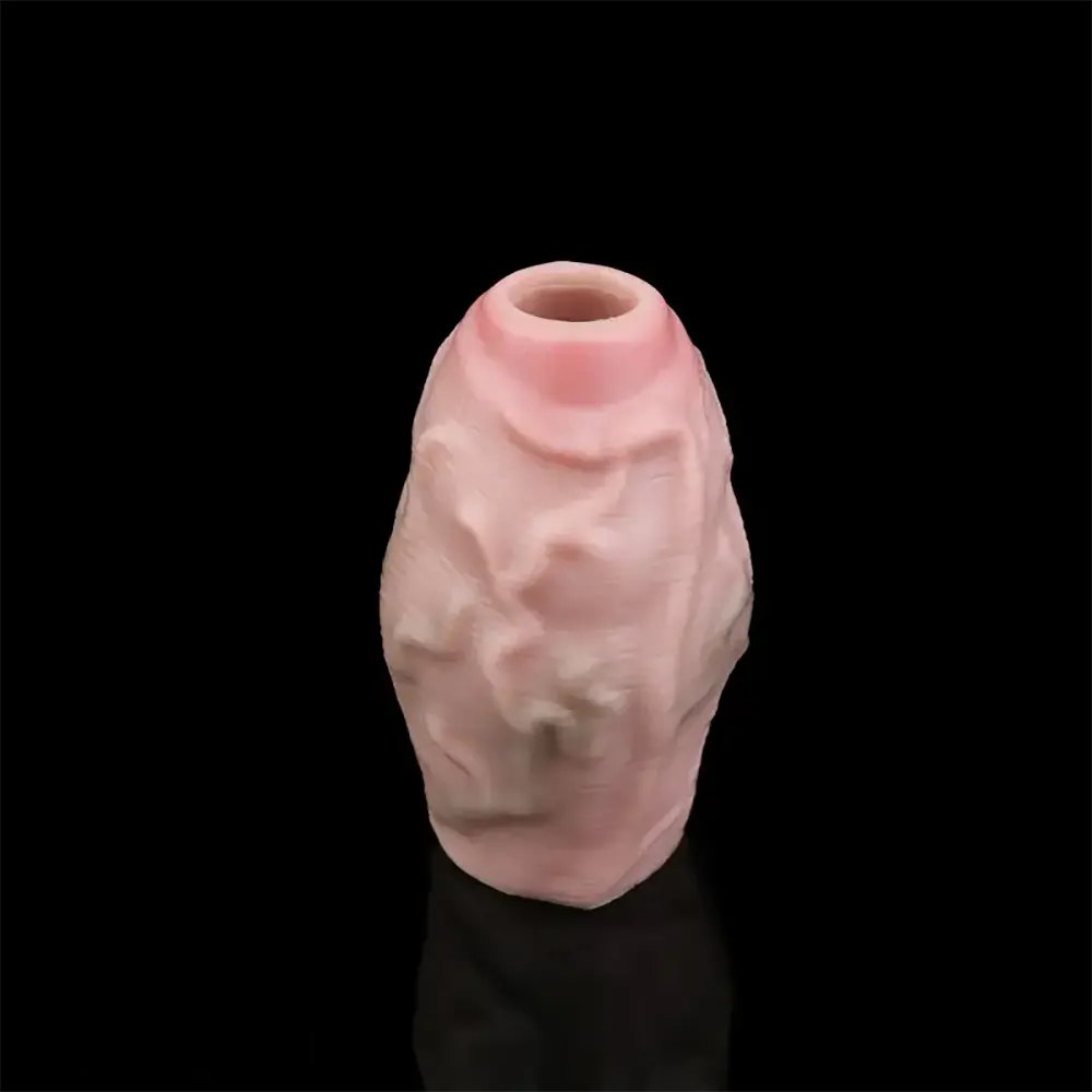 Ribbed Flesh Silicone Mini Dildo - Small Slim Realistic Toy