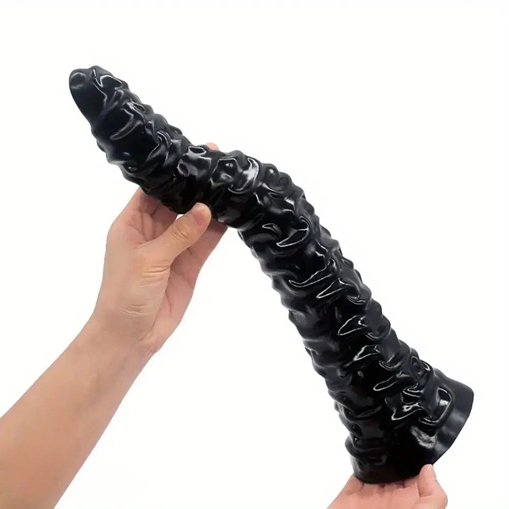 Ribbed G-Spot Dildo 14 in - Curved PVC Massager Toy