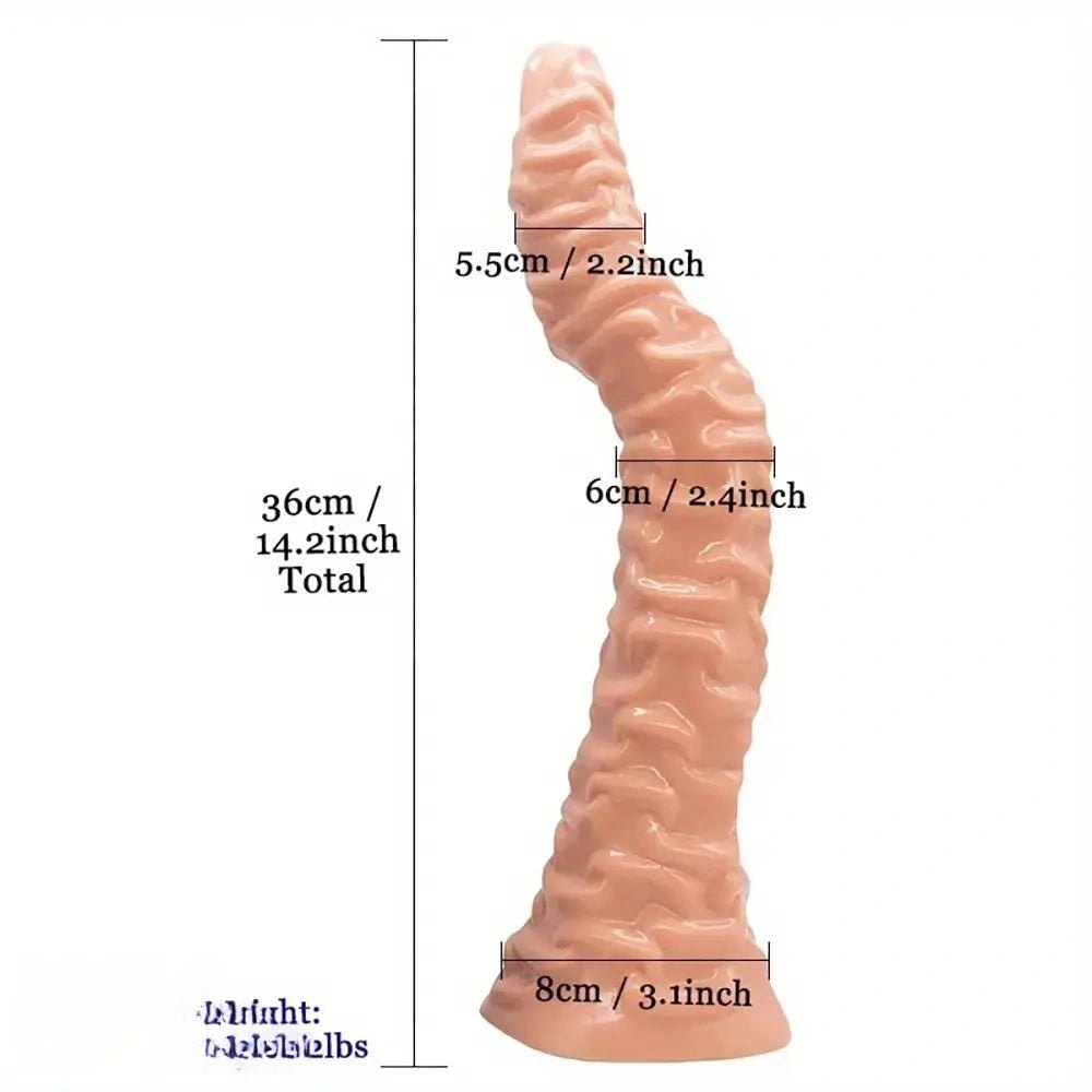 Ribbed G-Spot Dildo 14 in - Curved PVC Massager Toy