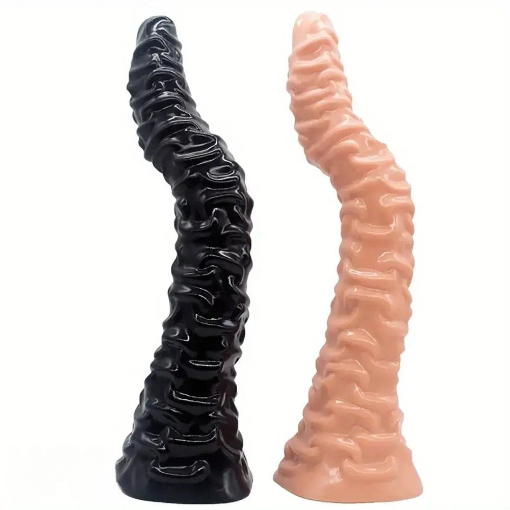 Ribbed G-Spot Dildo 14 in - Curved PVC Massager Toy