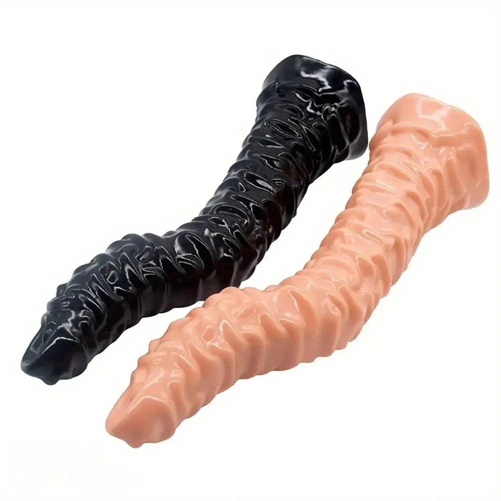 Ribbed G-Spot Dildo 14 in - Curved PVC Massager Toy