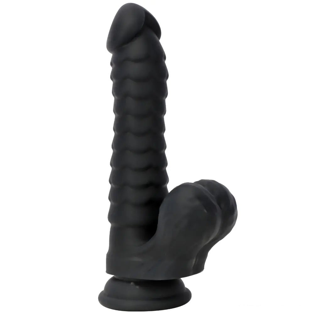 Ribbed G-Spot Silicone Dildo - Flexible Curved Dildo