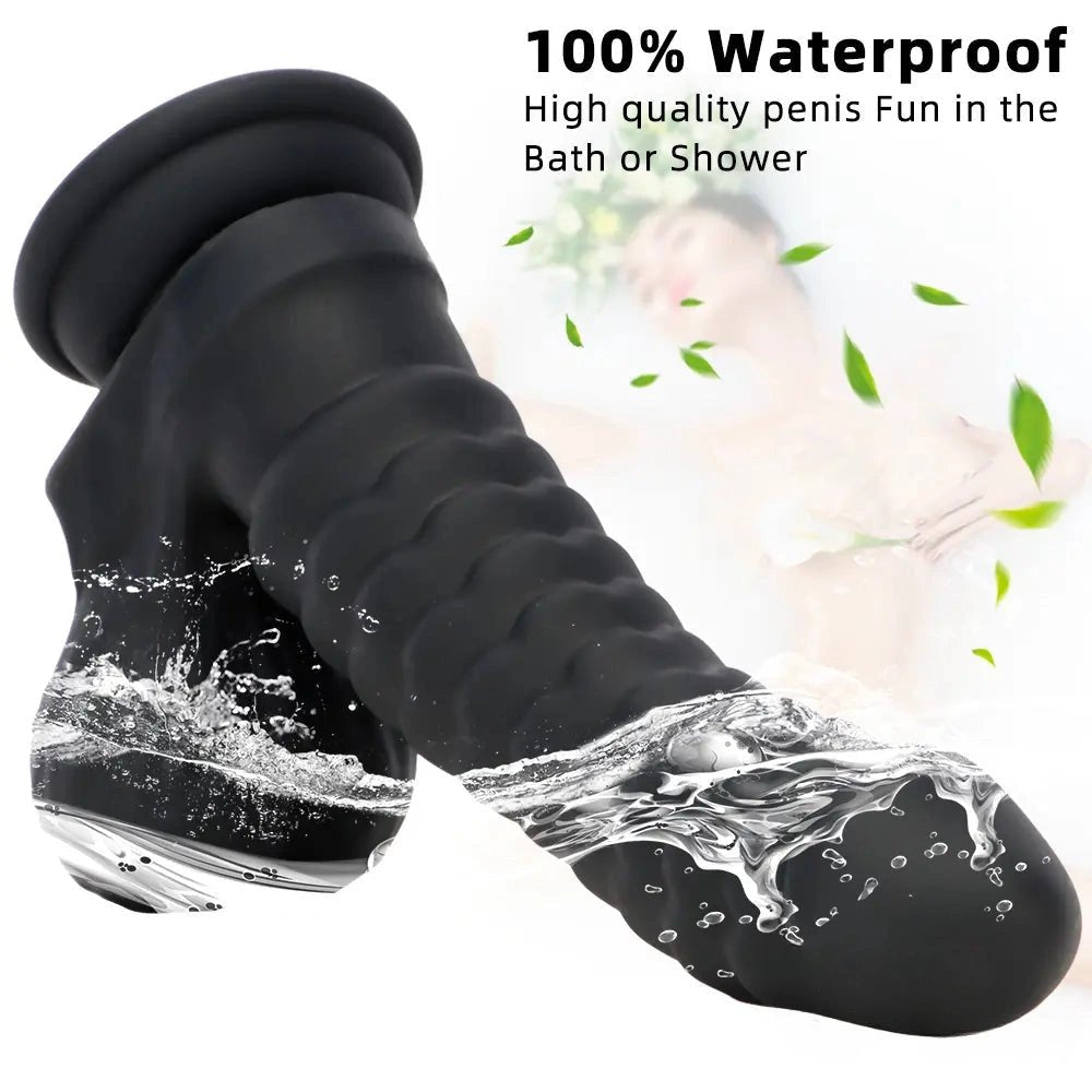 Ribbed G-Spot Silicone Dildo - Flexible Curved Dildo