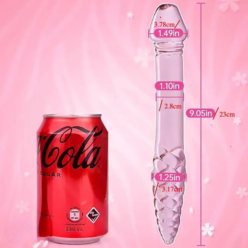 Ribbed Glass Double Dildo - Double-Ended Glass Dildo