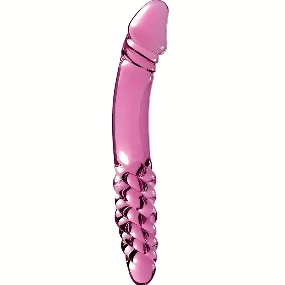 Ribbed Glass Double Dildo - Double-Ended Glass Dildo