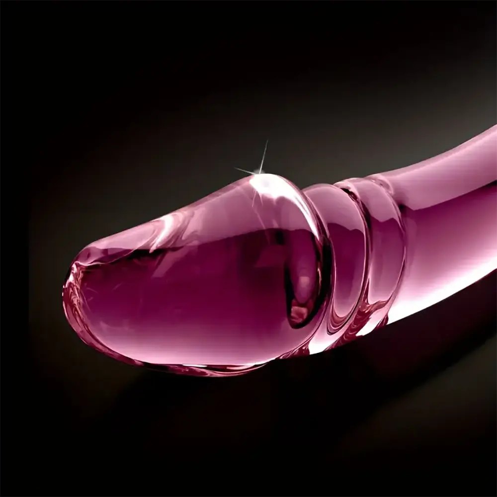 Ribbed Glass Double Dildo - Double-Ended Glass Dildo