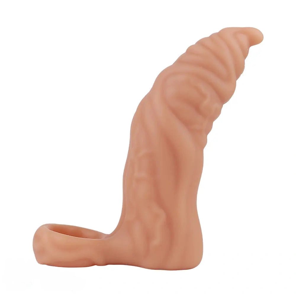 Ribbed Hollow Cock Sleeve - Silicone Fantasy Dildo