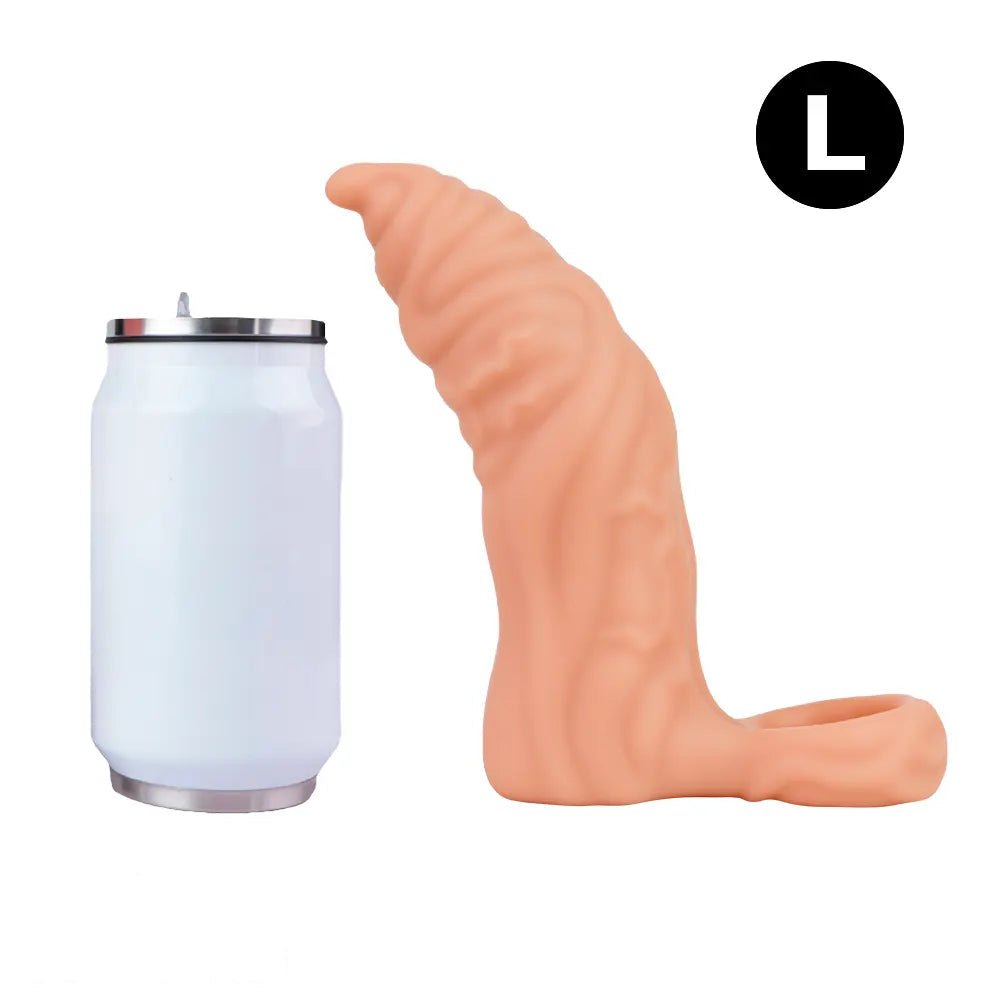 Ribbed Hollow Cock Sleeve - Silicone Fantasy Dildo