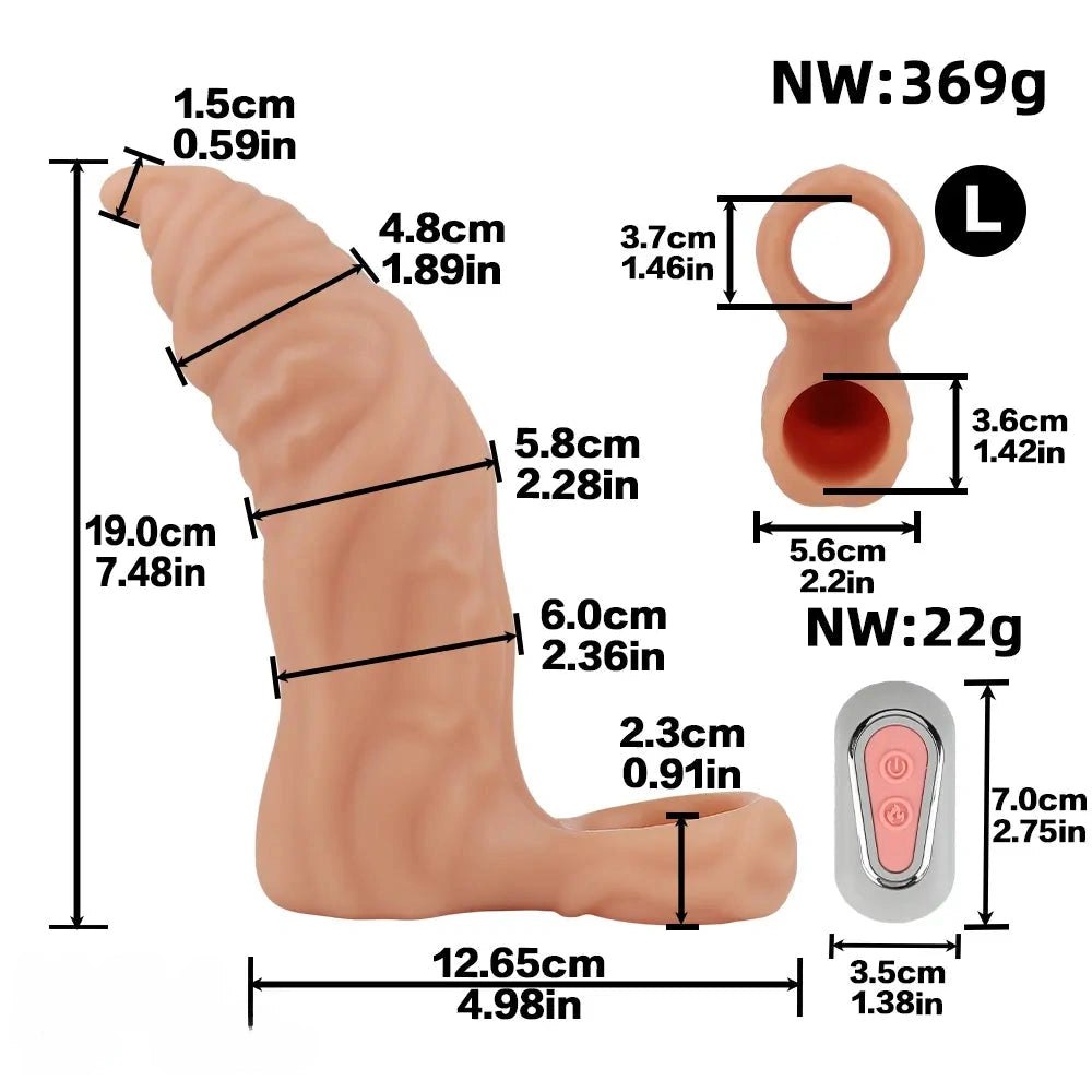 Ribbed Hollow Cock Sleeve - Silicone Fantasy Dildo