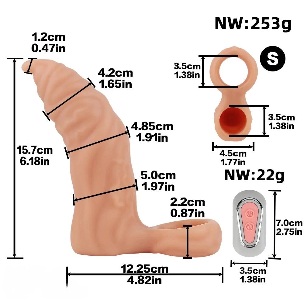 Ribbed Hollow Cock Sleeve - Silicone Fantasy Dildo