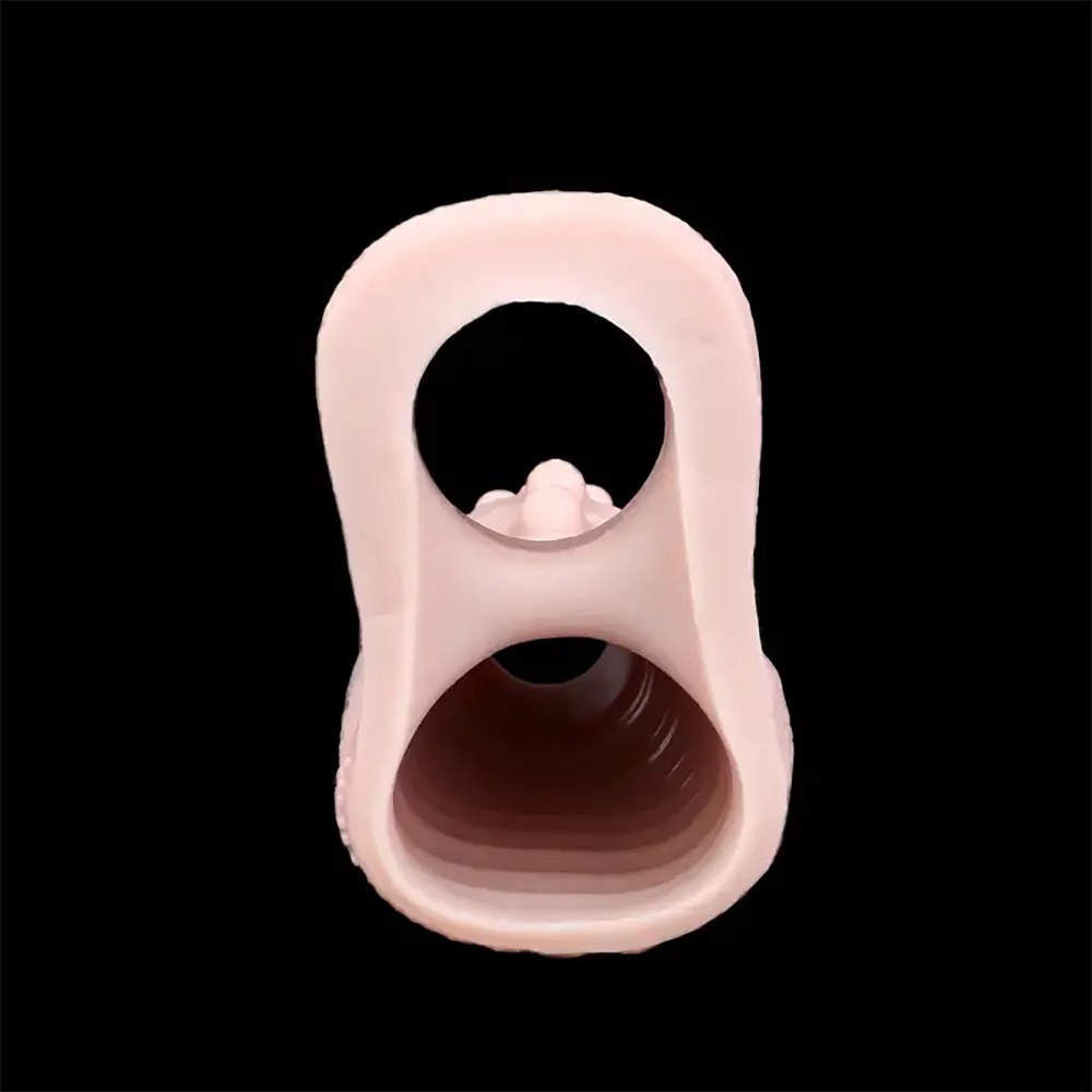 Ribbed Hollow Penis Extension Sleeve - Realistic Silicone Dildo