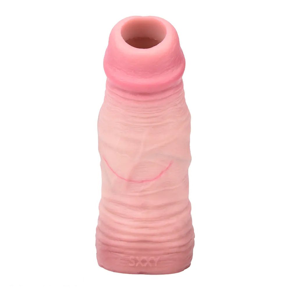 Ribbed Hollow Penis Sleeve - Silicone Penis Extender