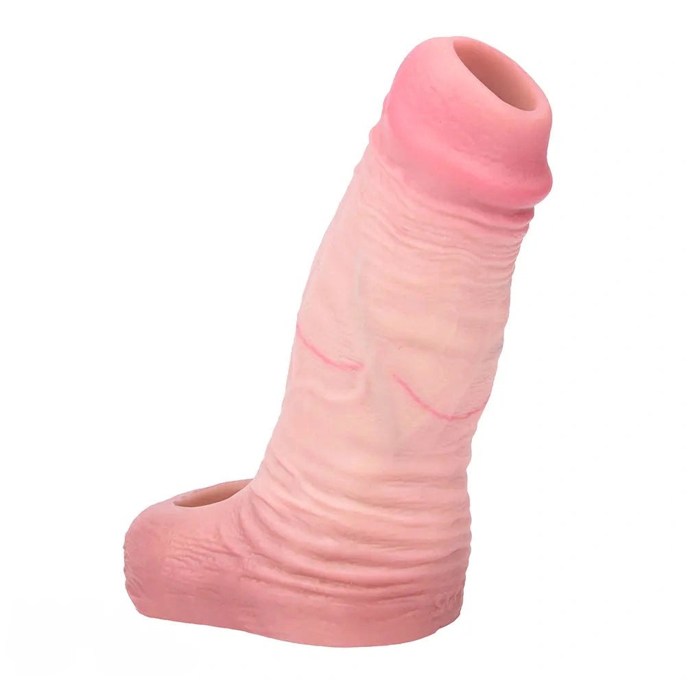 Ribbed Hollow Penis Sleeve - Silicone Penis Extender