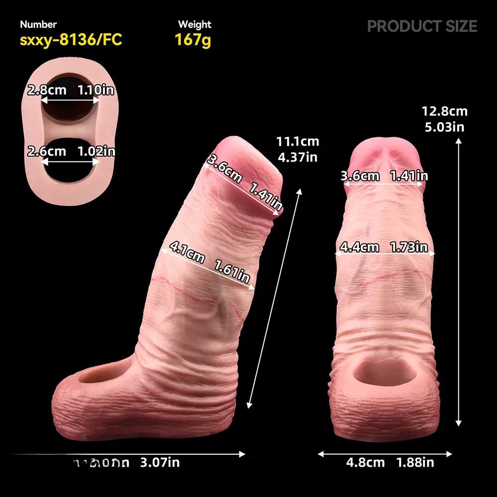 Ribbed Hollow Penis Sleeve - Silicone Penis Extender
