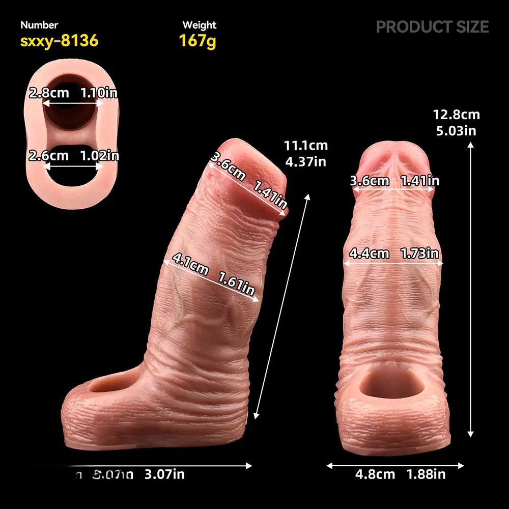 Ribbed Hollow Penis Sleeve - Silicone Penis Extender