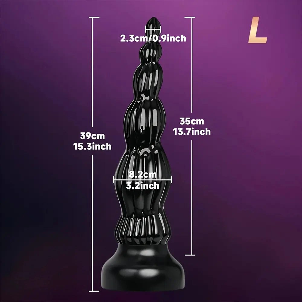 Ribbed Knot Anal Dildo 15.3in - Long Ribbed Anal Dildo