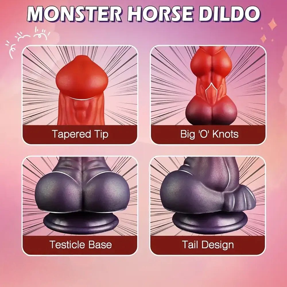Ribbed Knot Horse Silicone Dildo - Horse Dildo