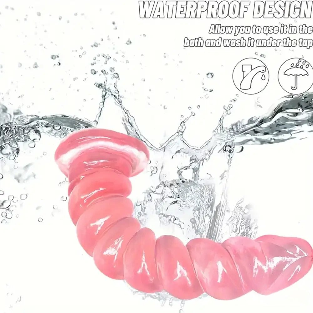 Ribbed Pink Realistic Dildo - Slim TPE Realistic Dildo