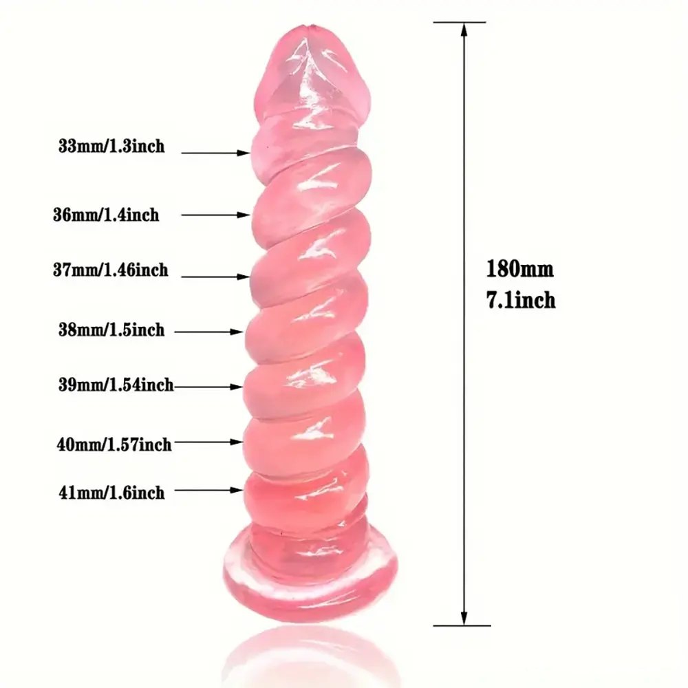 Ribbed Pink Realistic Dildo - Slim TPE Realistic Dildo