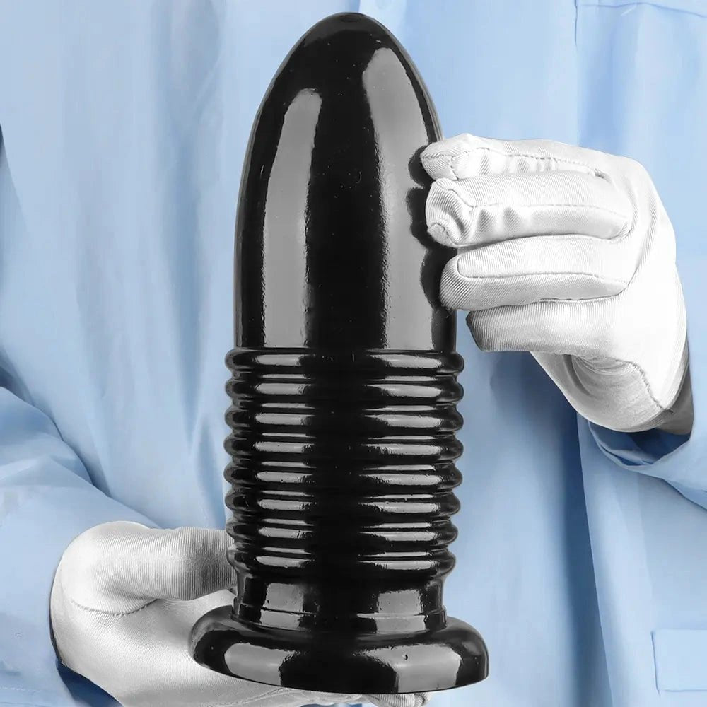 Ribbed PVC Anal Plug 8.66in - Thick Ribbed Anal Plug