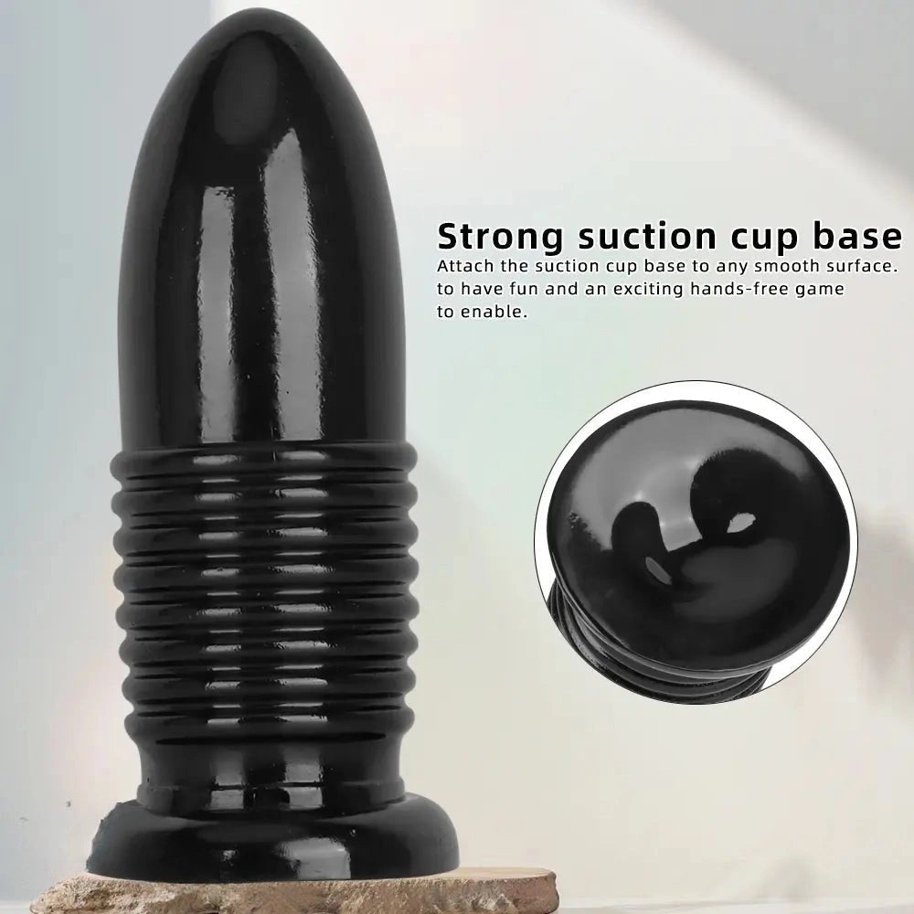 Ribbed PVC Anal Plug 8.66in - Thick Ribbed Anal Plug