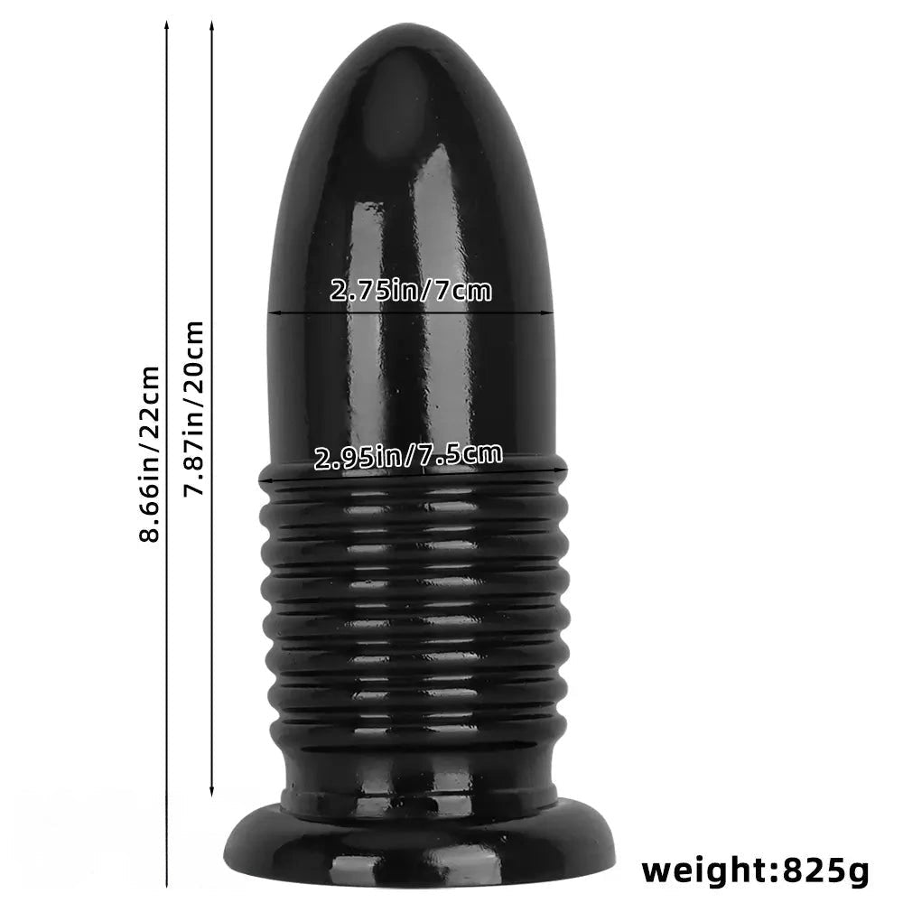 Ribbed PVC Anal Plug 8.66in - Thick Ribbed Anal Plug