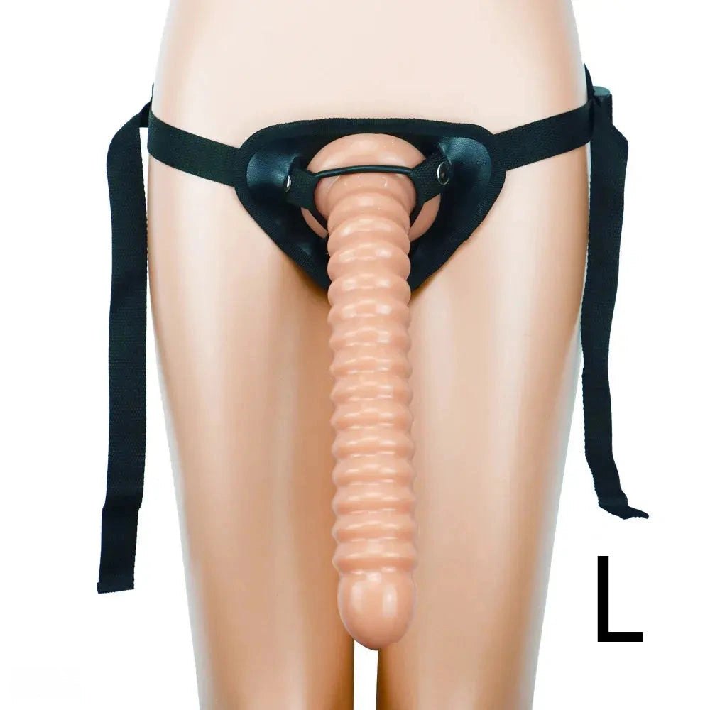Ribbed PVC Strap-On Harness Dildo - PVC Strap-On Dildo Set