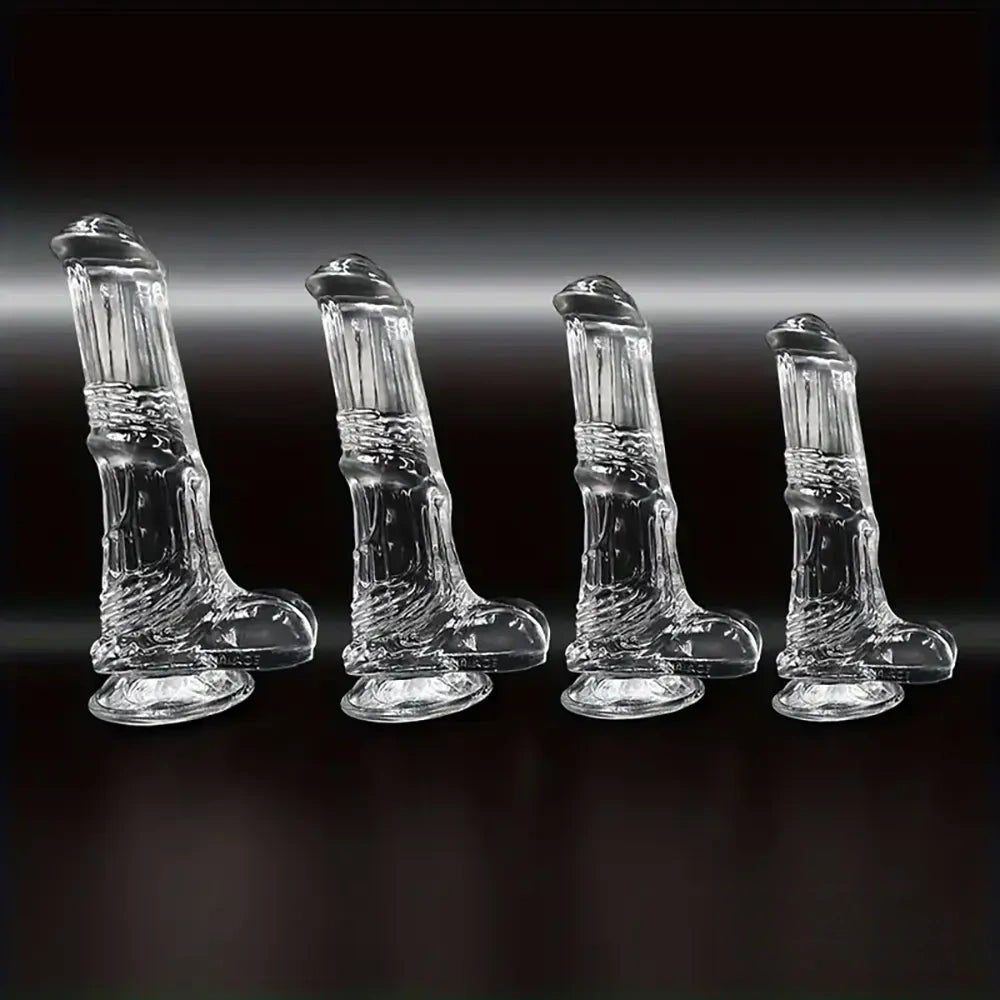 Ribbed Realistic Dildo 4 Sizes - Clear or Black PVC Dildo