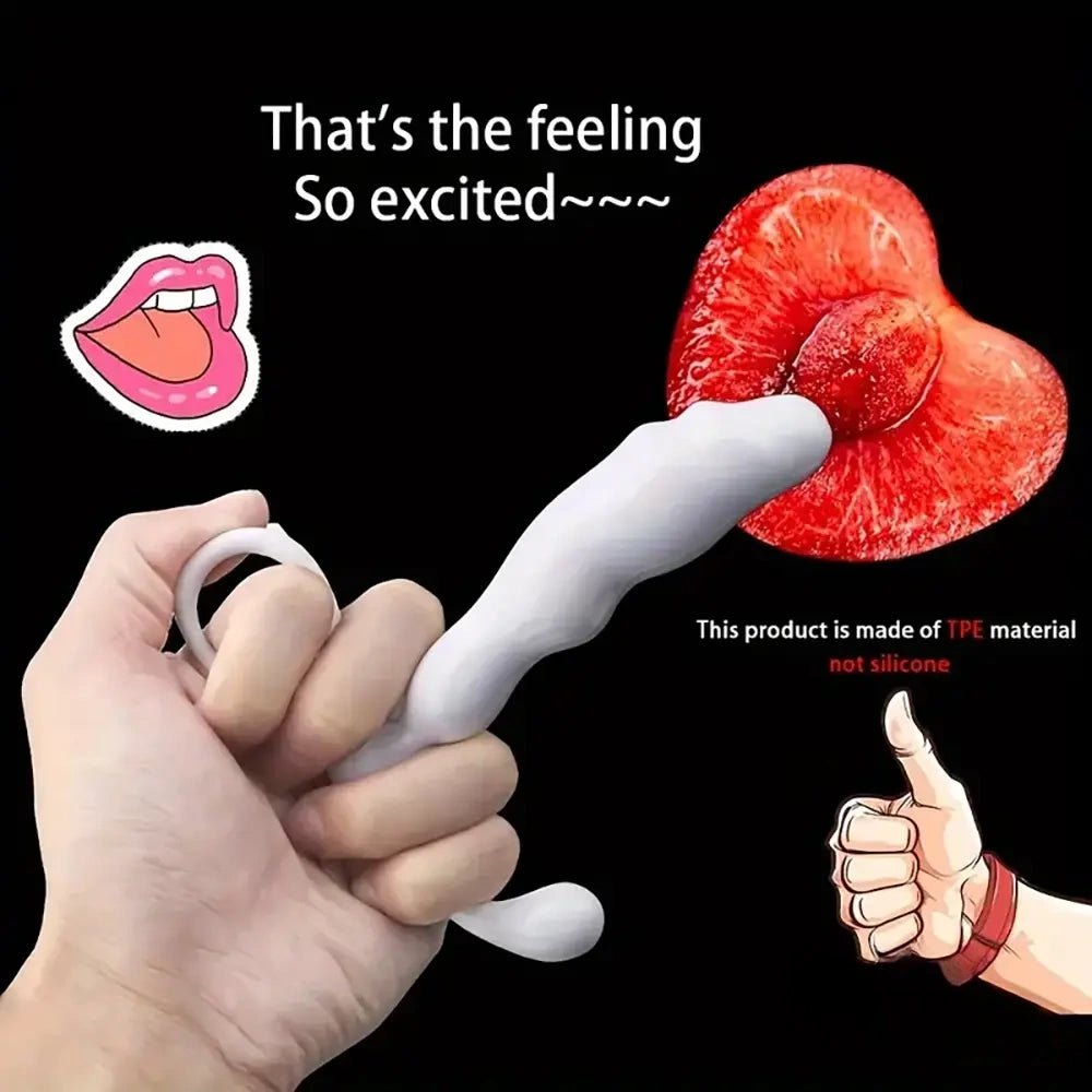 Ribbed Slim TPE Dildo, 3 Sizes - Small Slim Dildo