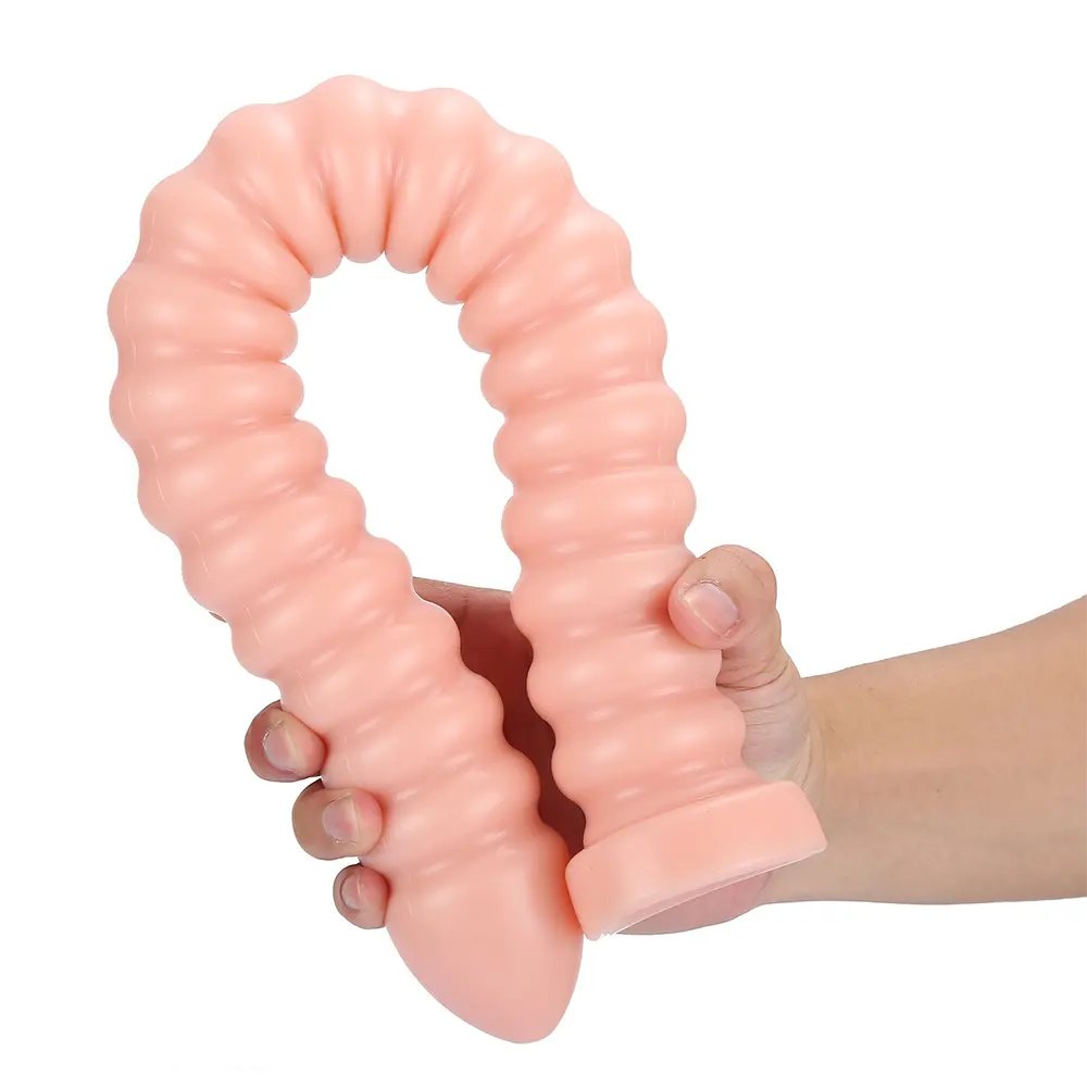 Ribbed Spiral Dildo 18.3in - Realistic Dual Density Dildo