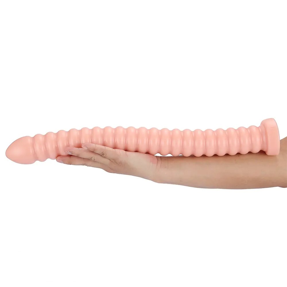 Ribbed Spiral Dildo 18.3in - Realistic Dual Density Dildo