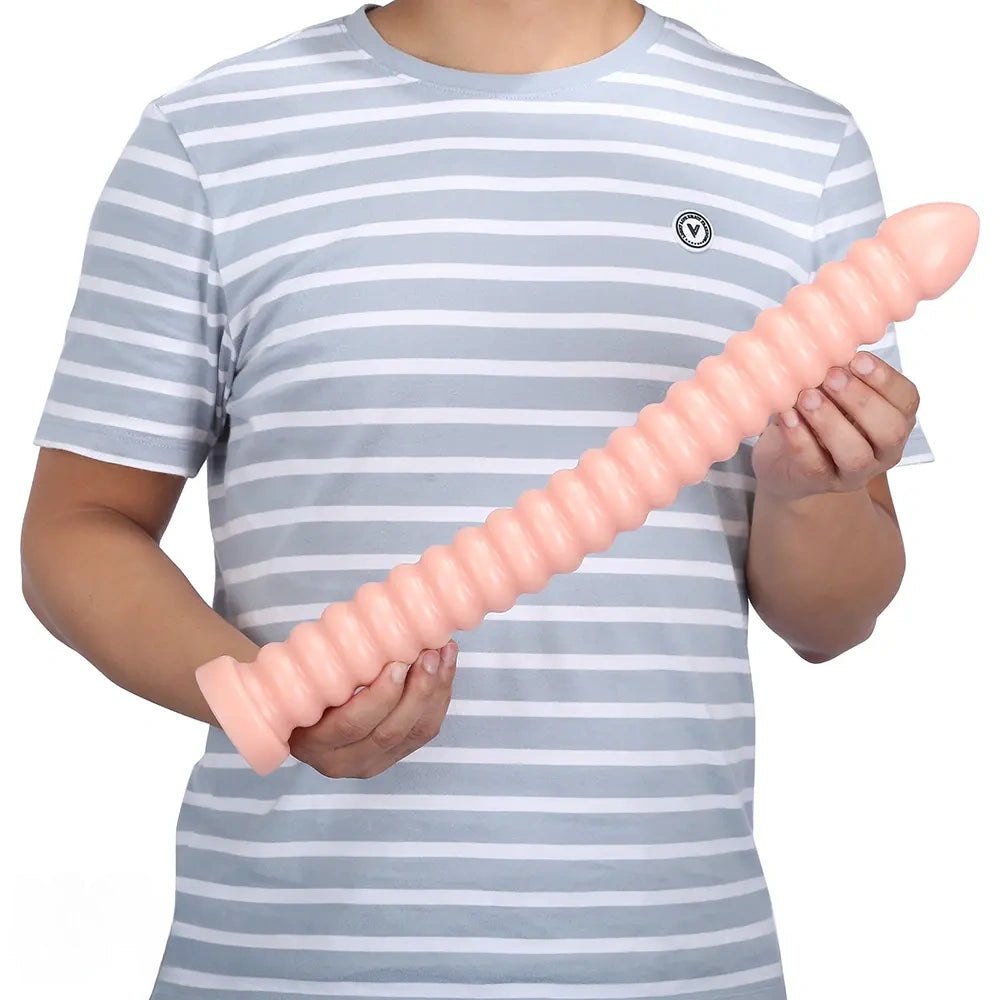 Ribbed Spiral Dildo 18.3in - Realistic Dual Density Dildo