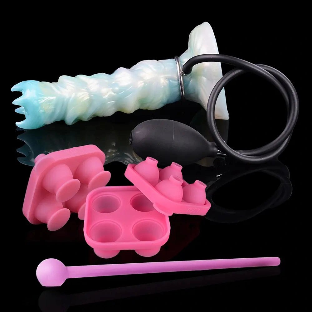 Ribbed Spiral Fantasy Dildo - Iridescent Fantasy Dildo